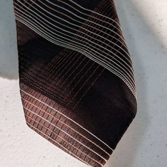 Don Loper Beverly Hills 100% Polyester Brown Striped Necktie 4"Wide - Picture 6 of 10